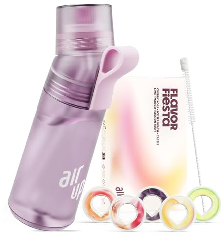 air up Original Twist Pro Lavender Water Bottle - Original Starter Kit with 5 Flavour Pods + Straw Brush - 600ml - Dishwasher Safe - BPA Free