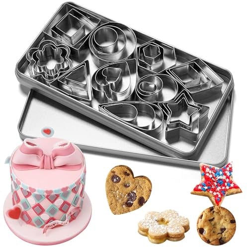 Plätzchen Ausstecher Mini, Kleine Keksausstecher aus Edelstahl, Geometrische Cookie Cutter, Ausstechformen Set aus Edelstahl, für DIY Backen Weihnachten (B)