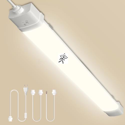 Dibaful LED Feuchtraumleuchte 90cm mit Bewegungsmelder | Leuchtstoffröhre 30W Röhre LED Werkstatt Deckenleuchte Lampe | 3000K Warmweiß Leuchtstofflampe mit Stecker