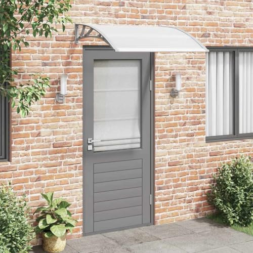 Auvent de Porte Extérieur,120x100 cm,Marquise de Porte en Polycarbonate Transparent,Support Gris ABS,Store Extérieur Terrasse,Protection Contre la Pluie et UV,Auvent Porte d'Entrée