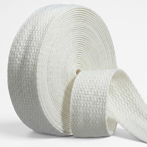 ADLABLD Breite Schrägband Baumwolle,5 M Baumwollband,Nähen Köperband,25 mm Bänder zum Basteln,Weiß Stoffband,Trimmbar Einfassband,zum Nähen, Schneidern, Änderungen, DIY Handwerk