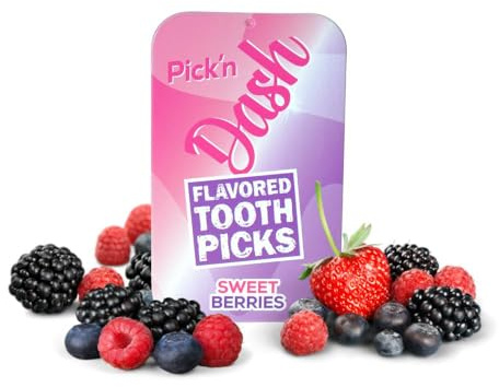 Dash Liquids - Zahnstocher mit Geschmack- flavored toothpicks - zum Abgewöhnen unliebsamer Angewohnheiten in praktische Metalldose Inhalt: 100 Stück (Sweet Berries)