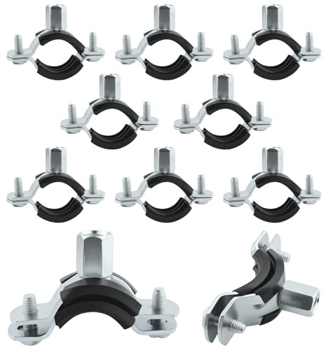 10 fascette stringitubo a vite con 2 intervalli di serraggio (20-24 mm e 23-28 mm), fascette stringitubo in acciaio zincato, dotate di fori filettati M8, per impianti di riscaldamento