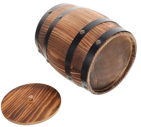 ABOOFAN Werkzeugorganisator Holzfass 20cm Aufbewahrungseimer für Küchenutensilien und Besteck Retro Stil für Küche Büro und Essbereich