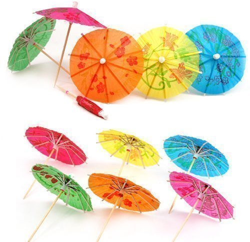 Accessotech 24 Mixtes Papier Cocktail parapluies parasols pour Tropical Party Boissons Accessoires