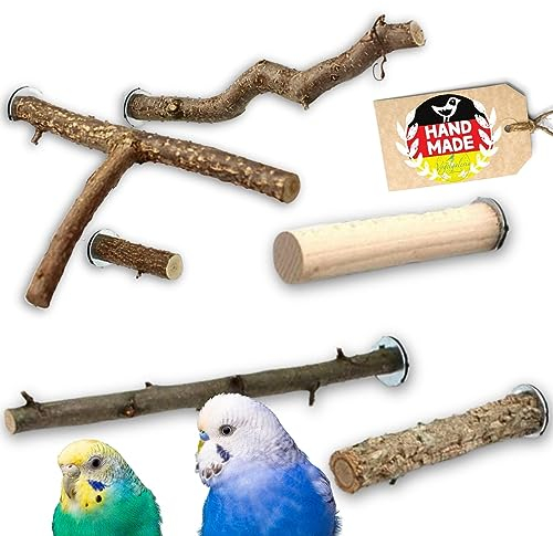 Vogelgaleria® Sitzstangen für Wellensittich Probierset Naturholz Sitzstangen - Vogelkäfig Zubehör