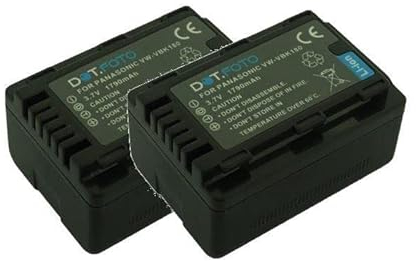 2 x Dot.Foto VW-VBK180, VW-VBK180E-K Premium 3.7v / 1790mAh Batterie Rechargeable pour Panasonic HC-V10 HC-V100 HC-V100M HC-V500 HC-V500M HC-V700 HC-V700M HDC-HS60 HDC-HS80 HDC-SD40 HDC-SD60 HDC-SD80
