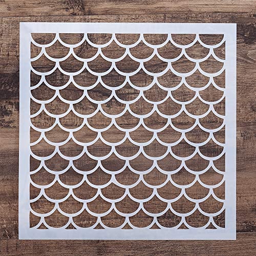 DIY Dekorative Fischschuppen-Schablone zum Malen auf Wänden, Möbeln, Handwerk (15 x 15 cm)