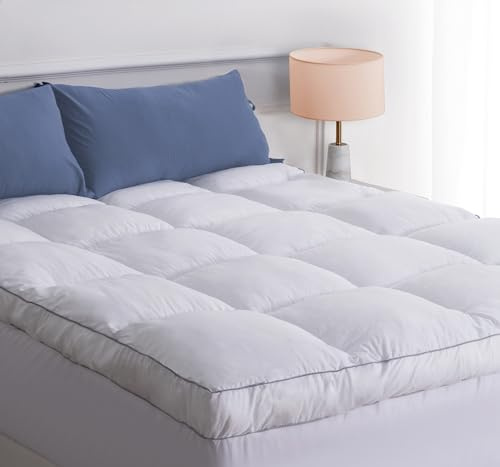 Marine Moon Matratzenauflage Queen, kühlendes Plüschbett, dicke Kissenoberfläche, Hotelqualität, Daunen-Alternative für Queen-Size-Bett mit tiefer Tasche, weich gehärtetes Bett