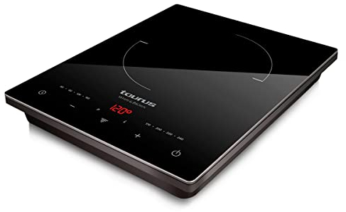 Taurus - Placa de inducción digital portátil Darkfire Daily | Diámetro hasta 24 cm | 8 niveles de potencia | Temperatura ajustable | Función temporizador | Diseño ultraslim | 2100W potencia