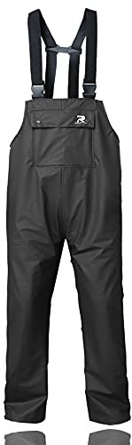 RainRider Regenhose für Herren und Damen, wasserdicht, mit Trägerhose, für Angeln, Jagd - Schwarz - XX-Large