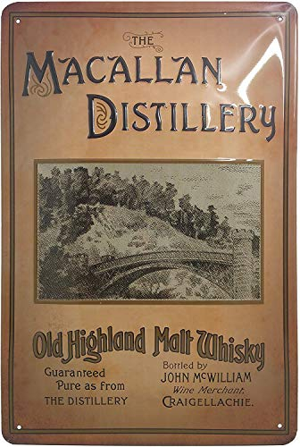 Retro Whisky Blechschild passend für MACALLAN Single Malt Scotch Liebhaber und Genießer - geprägtes Blechschild für Schottland Fans, 30 x 20 cm