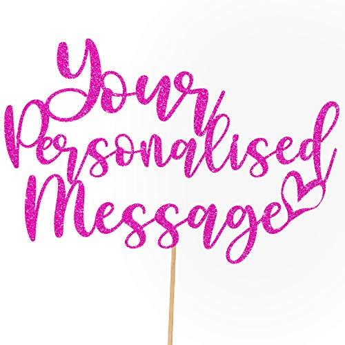 Any Text Personalised Glitter Cake Topper - Pink Name, Age, Words Glitter Cake Decoration and Sprinkles - Happy Birthday Decorations - Personalised Toppers for Cakes by Cakeshop