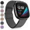 Faliogo Kompatibel mit Fitbit Versa 3/4/Sense Armband, Verstellbares Edelstahl Metall Ersatzarmband mit Magnetverschluss für Versa 4/3/Sense 2, Schwarz