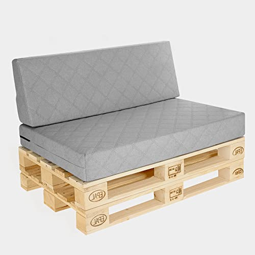 Pillows24 Palettenkissen 2-teiliges Set Palettenauflage Polster für Europaletten Hochwertige Palettenpolster Palettensofa Indoor & Outdoor Erhältlich Made in EU Grau