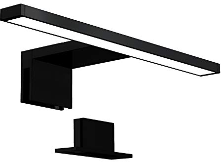 B.K.Licht - Spiegelleuchte Bad mit 2 in 1 Montage, neutralweiße Lichtfarbe, klemmbar, 300mm, Badezimmerlampe, Schrankbeleuchtung, Spiegellampe, Lampe Badezimmer, Spiegelbeleuchtung, Schwarz