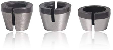 Mesee 3 Pieces Router Collet Chuck, High Precision Router Bit Collet Chucks Clamping Adapter for Woodworking Engraving Trimming Machine Tool - 6mm 6.35mm 8mm