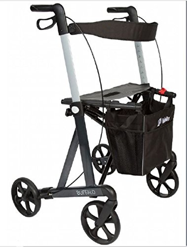 FabaCare XXL Rollator Buffalo mit Schleifbremsen, faltbar, Leichtgewichtrollator mit Vollausstattung, bis 200 kg, Sitzhöhe 55 cm, mit FabaCare Sicherheitsreflektoren