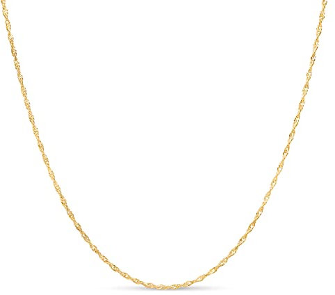 KEZEF Gold Plated Sterling Silver Singapore Twisted Curb Chain Italian 2mm 16 inch