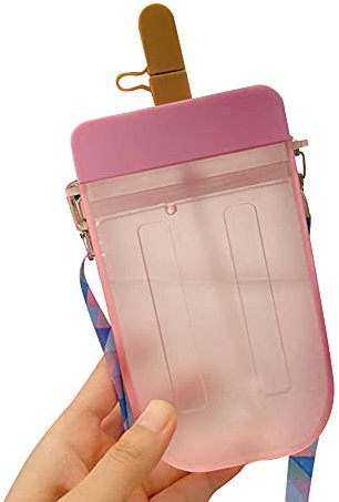 Gourde Enfant, Bouteille deau avec Paille, Motif Crème Glacée, Bouteilles Deau en Plastique, Tasse deau Portable Bouteille pour École Pique-nique Sports, 300ML