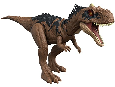 Jurassic World Rajasaurus Ruge y Golpea, dinosaurio de juguete con movimientos y sonidos, regalo para niños +4 años (Mattel HDX35)