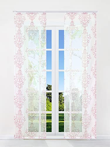 CORLIF 2er Schiebegardinen Ausbrenner Modern Flächenvorhänge mit Klettband Transparente Fensterstores Dekoschals inkl. Beschwerungsstäben Rot BxH 57x145cm 2 Stück