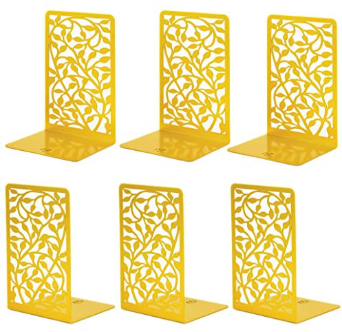 CNK Buchstützen für dekorative Bücher, Halter, Regale, Endhaltung, robuste Metallstopper, niedliches Boho-Bücherregal, hält Kochbuch, Büro, Zuhause, Set mit 6 Stück in Gold, Weiß