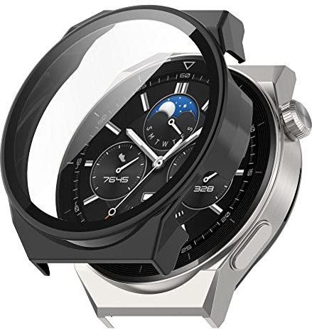 BoLuo Coque Protecteur Case pour Huawei Watch GT3 Pro 46MM Case, PC Film Trempé Silicone étui Housse Cover Transport,Étui Housse Antichoc Etui pour Huawei Watch GT3 Pro 46MM Accessories (Noir)