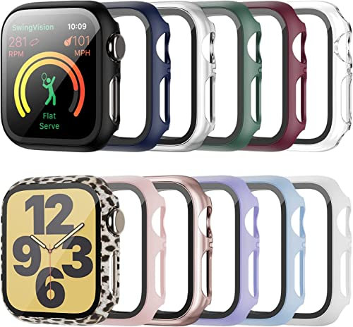 Haojavo Funda compatible con Apple Watch 41MM, 12 unidades, carcasa 2 en 1, protección dura y protector de pantalla endurecido HD, accesorio para iWatch SE Series 7 41 mm