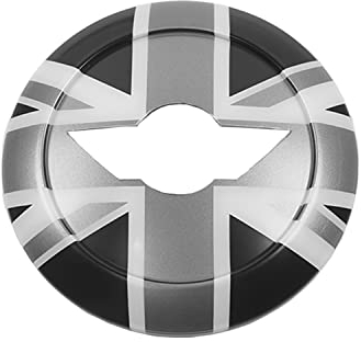 MINI R50 R52 R53 accessories, Car Steering Wheel Center Panel Cover Sticker for Mini Cooper One/S/JCW R Series R50 R52 R53 2002–2006(Union Jack Gray)