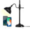 JCPYIUL Schreibtischlampe Schwarz Vintage, Tischlampe Industrial Style mit Ladefunktion, E27, Tischlampe Schwarz Metall für Schlafzimmer Büro Wohnzimmer(Einzelpackung)