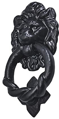 Old Hill Ironworks 90mm Antique Lion Head Door Knocker - Black