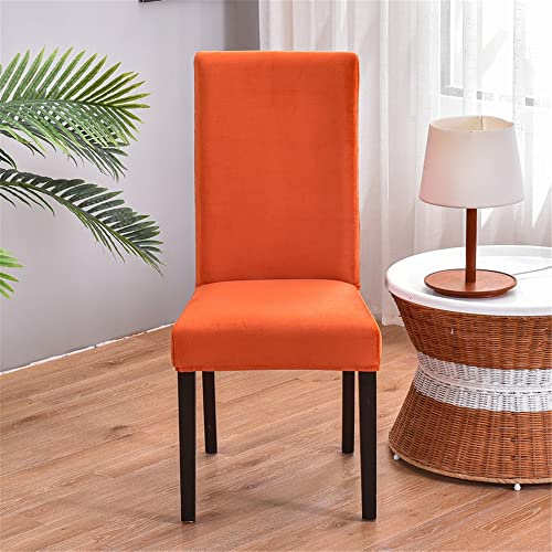 Morbuy Einfarbig Stuhlhussen Set Stretch Stuhlbezug für Esszimmerstühle, Samt Velvet Waschbarer Stuhlhussen Schwingstühle Stuhlüberzug für Haus Hotel Hochzeit Partys (4er Set,Orange)