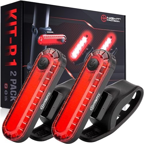 KIT-R1 Rear Bike Lights USB-C Rechargeable LED Back Taillight 18hr Max Ultra Long Run-time Cycling Safety Flashers Blinkers 4 Light Modes (2 PACK)