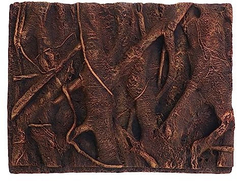 POPETPOP 3d Aquarium Background Board Terrarium Background Board- Root 3d Background Plate Reptile Tank Decoration Amphibian Bark Backdrop for Aquarium Fish Tank Reptile Turtles