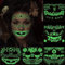 5 Stück Halloween Aufkleber Gesicht Leuchtend, Tattoo Temporär Halloween, Tattoo Halloween Leuchtende, Tag der Toten Tattoo, Gesichtstattoo Totenkopf Mund Halloween Kostüme Damen Makeup Fasching Set
