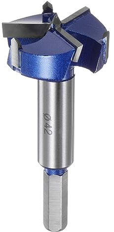 sourcing map Forstner Drill Bit 42mm (1-2/3) Tungsten Carbide 3 Flutes Boring Forstner Bit for Hinge Wood Hole Drilling Woodworking