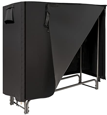 COSTWAY Leñero Exterior con Cubierta PVC 600D Impermeable (122,5 CM) | Soporte para Leña Chimenea Interior Exterior Patio, Negro, Estante leña de 122,5 CM/153 CM/184 CM/240 CM