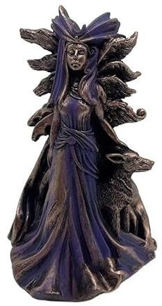 RUDFUZ Künstlerische Kunstharzfigur von Hekate, griechische Gottheit der Zauberei mit ihren Hunden, einzigartige Wohnzimmerdekoration.