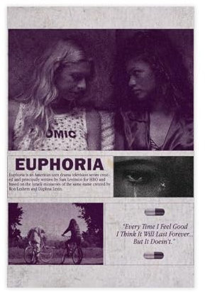 Euphoria Filmposter 5, Leinwand-Poster, Wandkunst, Dekordruck, Bild, Gemälde für Wohnzimmer, Schlafzimmer, Dekoration, ungerahmt: 30 x 45 cm