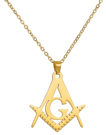 EUEAVAN Collier Franc-Maçon pour Femmes Hommes Pendentif Symbole Boussole Maçonnique Bijoux Maçonniques Rond Cadeau Maçonnique Créatif