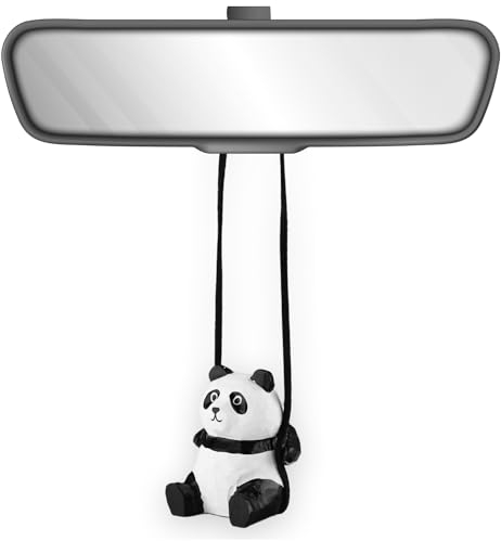 VIPbuy 100% handgefertigtes hölzernes schwingendes Panda -Auto Hanging Ornament - süße handgeschnitzte bemalte Holzpanda Figurauto Spiegel Hängende Zubehör Dekor Geschenke