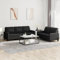 SECOLI Sofa Set 3-2 Wohnzimmer Garnitur - Kunstleder Couch für Wohnzimmer/Schlafzimmer/Büro/Wohnung - 3-Sitzer und 2-Sitzer - Schwarz