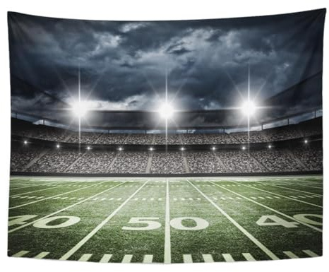 Emvency Tapestry Stadium Football Satdium Field Light Night Soccer Turf Home Decor Wall Hanging for Living Room Bedroom Dorm 70x90 Inches
