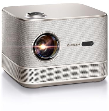 Beamer mit Official NetfIix 3D DoIby Audio, AURZEN Boom 3 Beamer 4K Autofokus/Trapezkorrektur, HDR 10 60Hz WiFi6 Bluetooth, 1080P Full HD Beamer Heimkino, Video LED Smart Projektor Outdoor Gold