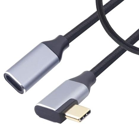 RIIEYOCA 90 Degree 3.1 Gen2 USB C Male to USB C Female Extension Cable, 100W Fast Charging, 5A Current, 10Gbps Fast Transmission, 4K HD Transmission, Fully Compatible with Type C Devices. (0.5M)