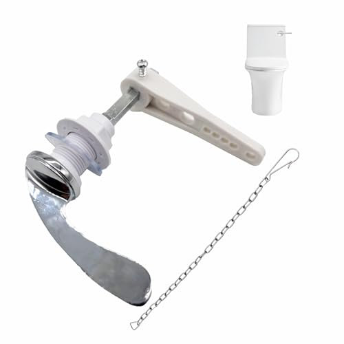 Toilet Flush Handle Replacement-1/2” Thread, Chonphan Zinc Alloy Metal Handle Chrome Plated Toilet Cistern Lever Flush Handle with Chain for Toilet WC Cistern Tank -Slim Style