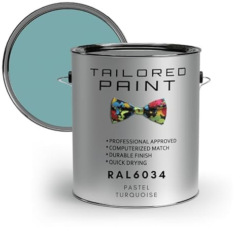 Tailored Paint uPVC Window & Door 1K Paint Brush or Spray On - Matt Finish - RAL6034, Pastel Turquoise - 2500ml (2.5L) Tin