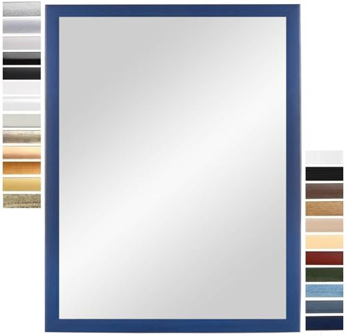 PrimeLuxe Wandspiegel 52 x 70 cm (Außenmaß) in Dunkel-Blau | Farbe und Größe wählbar | Ganzkörperspiegel | Bad & Flur Spiegel | mit Holz Rahmen | Made IN Germany
