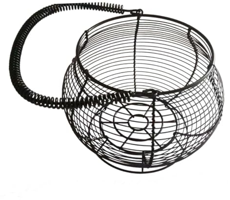 Folpus Cesta de Alambre para Huevos, contenedor para Huevos Frescos, Soporte para encimera con asa, Cesta Redonda para Recoger Huevos para Verduras